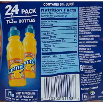 Sunny D Tangy Original Orange Flavor Drink 24 Count