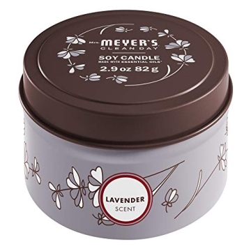 MRS. MEYER'S CLEAN DAY Lavender Soy Tin Candle, Eco-Friendly 12 Hour Burn Time
