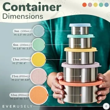 Everusely Stainless Steel Containers for Easy Meal Prep
