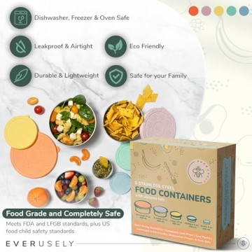 Everusely Stainless Steel Containers for Easy Meal Prep