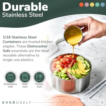 Everusely Stainless Steel Containers for Easy Meal Prep