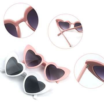 YooThink 7 Pack Heart Shaped Sunglasses for Parties