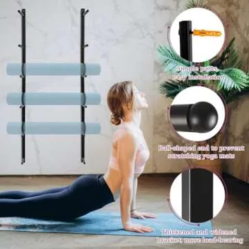 Retyion Yoga Mat Holder Space-Saving Wall Storage
