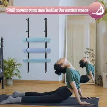 Retyion Yoga Mat Holder Space-Saving Wall Storage