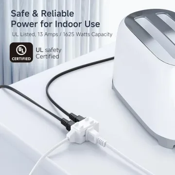 Indoor Extension Cords | 2-Pack 6ft, 3-Outlet 13 Amp Cords