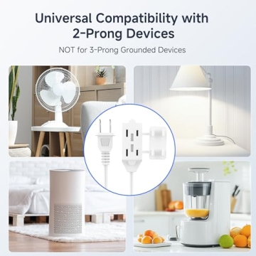 Indoor Extension Cords | 2-Pack 6ft, 3-Outlet 13 Amp Cords