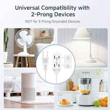 Indoor Extension Cords | 2-Pack 6ft, 3-Outlet 13 Amp Cords