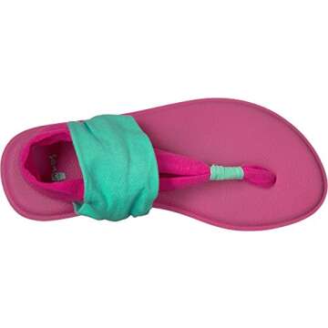 Sanuk Kids Girls' Yoga Sling Burst Duo Flip-Flop, cabaret/opal, 06/07 M US Big Kid