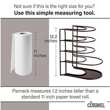 Cuisinel Pots and Pans Organizer for Cast Iron Skillets and Griddles - Heavy Duty Pan Rack - Holds Up to 50 LBS- Horizontal or Vertical Use - Durable Steel - Bronze 12.2"-Inch - No Assembly Required
