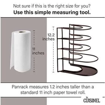 Cuisinel Pots and Pans Organizer for Cast Iron Skillets and Griddles - Heavy Duty Pan Rack - Holds Up to 50 LBS- Horizontal or Vertical Use - Durable Steel - Bronze 12.2"-Inch - No Assembly Required