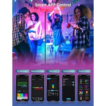 Corner Floor Lamp, 2 Pack LED Corner Lamp with APP and Remote Control, 16 Million DIY Colors & Warm White, Music Sync, Timing Function, Color Changing Ambient Lights for Living Room, Bedroom, Gaming