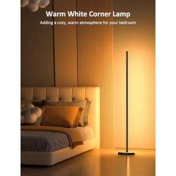 Corner Floor Lamp, 2 Pack LED Corner Lamp with APP and Remote Control, 16 Million DIY Colors & Warm White, Music Sync, Timing Function, Color Changing Ambient Lights for Living Room, Bedroom, Gaming