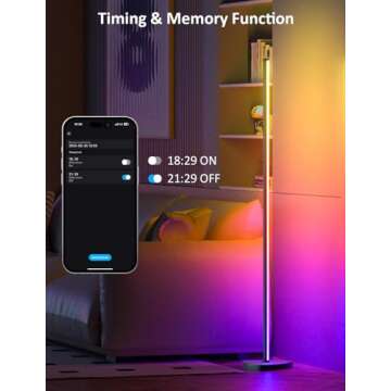 Corner Floor Lamp, 2 Pack LED Corner Lamp with APP and Remote Control, 16 Million DIY Colors & Warm White, Music Sync, Timing Function, Color Changing Ambient Lights for Living Room, Bedroom, Gaming