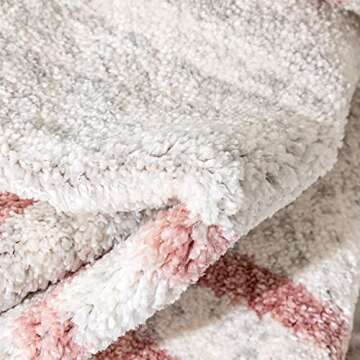 Well Woven Merri Pink Ivory Geometric Stripes Pattern Stain-Resistant Area Rug 3x5 (3'11" x 5'3")