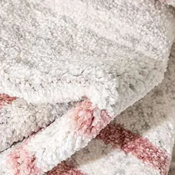 Well Woven Merri Pink Ivory Geometric Stripes Pattern Stain-Resistant Area Rug 3x5 (3'11" x 5'3")