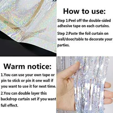 Glitter Silver Fringe Party Curtain -6.5x9.8 feet, Pack of 2 | LILF Silver Tinsel Streamers Non-Marking Tape Silver Foil Backdrop Curtain for Birthday Bachelorette Party Decoration Photo Booth Props