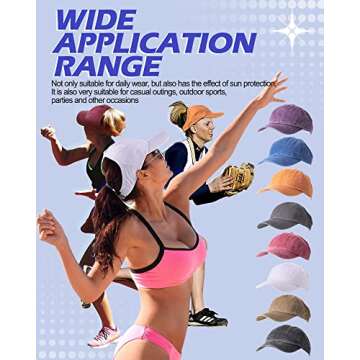 Jiuguva 8 Pieces Backless Ponytail Caps Baseball Caps for Women Ponytail Hats High Messy Bun Baseball Hats Adjustable Sun Visor Caps Natural Curly Hair Ponytail Cap