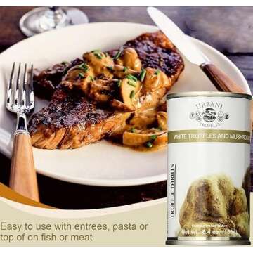 Urbani Truffles White Truffles & Mushroom Sauce 180g (6.4oz) - Italian Gourmet Truffle Sauce for Pas...