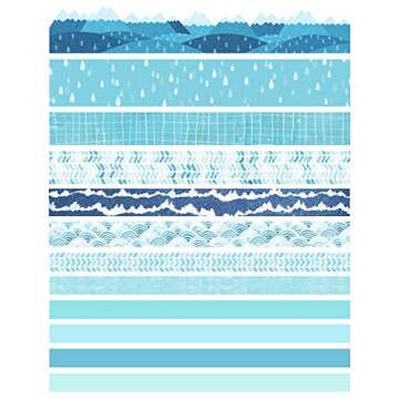 DAPUTOU Washi Tape Set of 12 Rolls - Blue Sea Wave Decor for Crafting