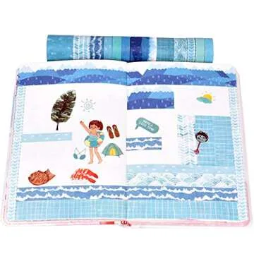 DAPUTOU 12 Rolls Blue Sea Washi Tape Set for Creative Crafts