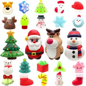 SURCVIO Christmas Advent Calendar 2024 with 4 Cute Jumbo and 20 Mochi Squishy Assorted Toys, 24 Days...