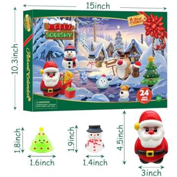 SURCVIO Christmas Advent Calendar 2024 with 4 Cute Jumbo and 20 Mochi Squishy Assorted Toys, 24 Days Countdown Calendar, Xmas Stocking Stuffers Gifts for Boys Girls Christmas Party Favor