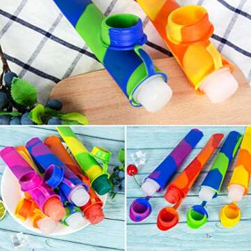 Ozera 6 Pack Multicolor Silicone Popsicle Molds, Reusable DIY Frozen Popsicle Maker with Lid