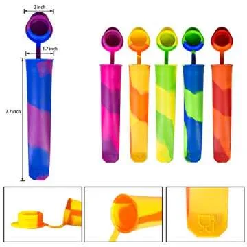 Ozera 6 Pack Multicolor Silicone Popsicle Molds, Reusable DIY Frozen Popsicle Maker with Lid