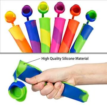 Ozera 6 Pack Multicolor Silicone Popsicle Molds, Reusable DIY Frozen Popsicle Maker with Lid