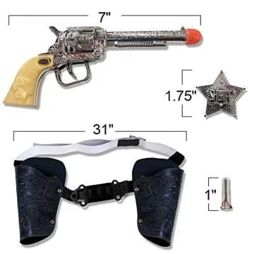 ArtCreativity Cowboy Toy Gun Holster and Belt 9 Piece Set for Kids. 2 Toy Pistols, 1 Sheriff Badge, 2 Gun Holsters, and 3 Play Bullets, 1 Adjustable Belt, Old Western Action Belt for Sheriff