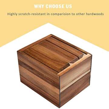 WELLAND Acacia Wood Recipe Box - Unique Cooking Storage