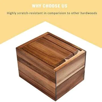 WELLAND Acacia Wood Recipe Box - Unique Cooking Storage
