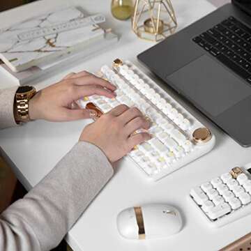 Azio IZO Wireless BT5/USB PC & Mac Mechanical Keyboard, White Blossom