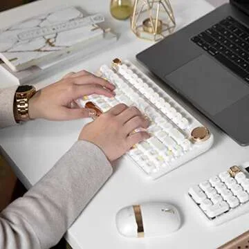 Azio IZO Wireless BT5/USB PC & Mac Mechanical Keyboard, White Blossom