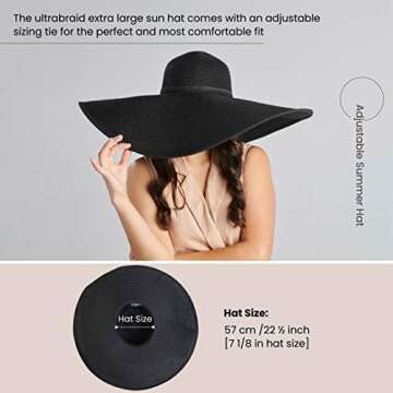 San Diego Hat Company Women's Ultrabraid X-Large Brim Hat with UPF 50+, Black
