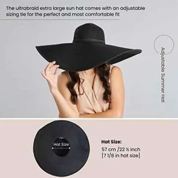 San Diego Hat Company Women's Ultrabraid X-Large Brim Hat with UPF 50+, Black