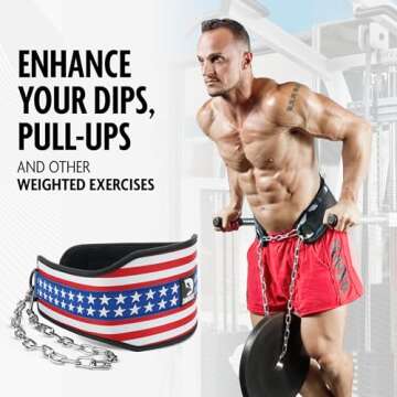 DMoose Fitness Dip Belt for Weight Lifting - Heavy Duty 36" Steel Chain Weight Belt for Pullups, Dip...
