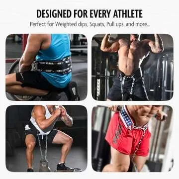 DMoose Fitness Dip Belt for Weight Lifting - Heavy Duty 36" Steel Chain Weight Belt for Pullups, Dips, & Bodybuilding - Gym Squat Belt for Men and Women with Comfortable Neoprene Support (American)