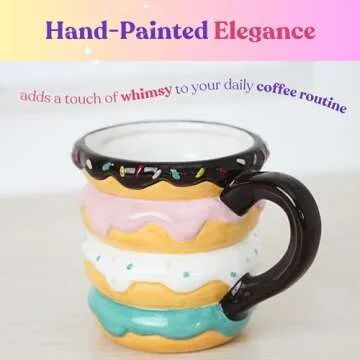 Donut Coffee Mug - Unique Coffee Mugs & Dunkin Donuts Gifts for Women - Stacked Donut Rainbow Mug - ...