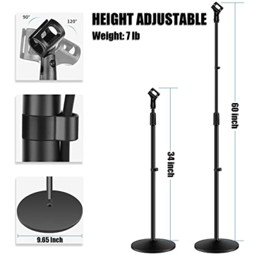 GLEAM Microphone Stand - Adjustable with Stable Base