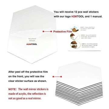 Hexagon Wall Decals, H2MTOOL 12 PCS Large Removable Acrylic Mirror Wall Stickers for Home Living Roo...