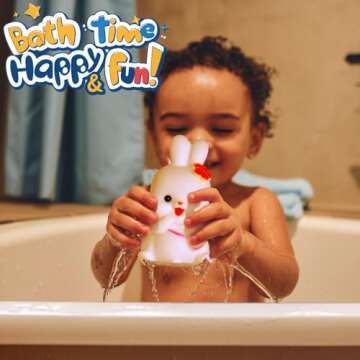 VKTEN 6 Pcs Bunny Bath Toys - Easter Basket Stuffers for Kids, Rubber Bunny Toys for Toddlers, Easter Gifts for Boys & Girls, Bath Time Fun Easter Toys