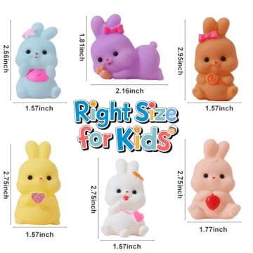 VKTEN 6 Pcs Bunny Bath Toys - Easter Basket Stuffers for Kids, Rubber Bunny Toys for Toddlers, Easter Gifts for Boys & Girls, Bath Time Fun Easter Toys
