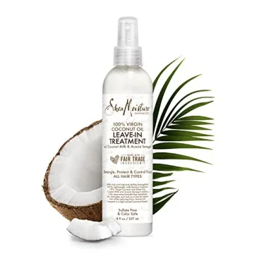 Shea Moisture 100% Virgin Coconut Oil Leave-in Treatment, Shine Curly and Tame Frizz for Tangle-Free Hair, All Natural certified Organic, 8 Ounce