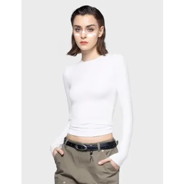 PUMIEY Women's Slim Fit Long Sleeve Crew Neck Fall Top