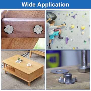 Sydien M10 T Nuts 80Pcs Threaded Inserts T-Nuts, Zinc-Plated Steel 4 Pronged Tee Nut for Wood, Rock Climbing Holds Cabinetry