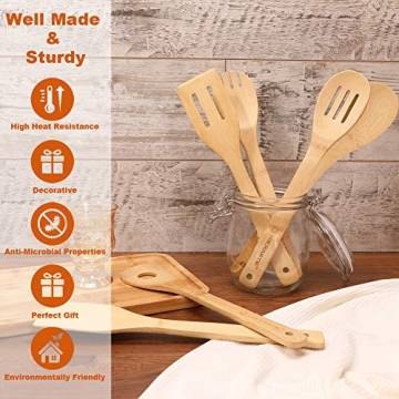 Stylish 6 pcs Bamboo Kitchen Utensils Set for Cooking
