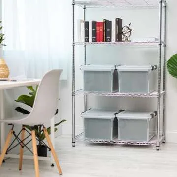 IRIS USA File Box WeatherPro File Organizer Plastic File Box for Letter/Legal File, Water Resistant Document Box, Durable Lid, Seal w/ Secure Latching Buckles, Stackable, Nestable, Clear 32 Qt. 4Pack