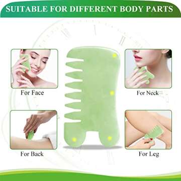 EQLEF Massage Scraping Tools with Jade Body Comb SPA Acupuncture Therapy Point Treatment on Face Arm Foot for Gua Sha
