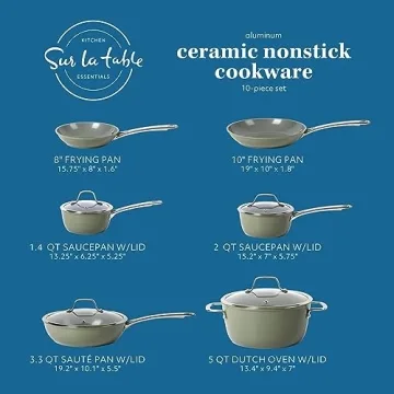 Sur La Table Kitchen Essentials 10 Piece Cookware Set - Green